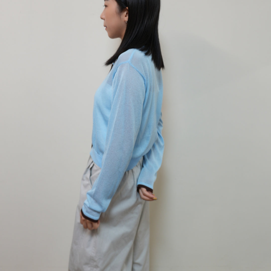 防曬拼色圓領開襟衫